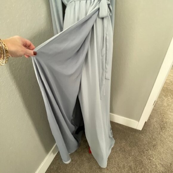 NWT Sugarlips Wholehearted Dusty Blue Faux Wrap Maxi Dress Medium - Picture 11 of 16